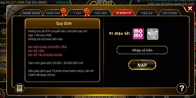 Các Phương Pháp Nạp Tiền Go88 Chi Tiết Dành Cho Newbie